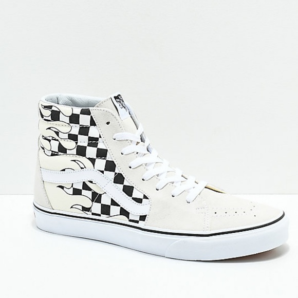 vans slip on checkerboard flame skate shoe